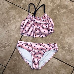 Girls Large Red White and Blue swimsuit